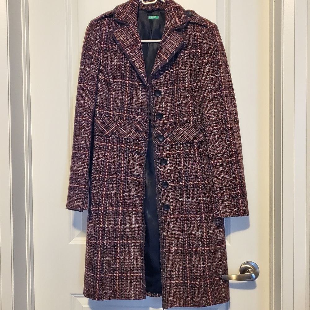 UNITED COLORS OF BENETTON Purple Plaid Jacket US 10 / EU 40